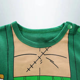 Col rond vert du body Zoro pour bébé avec boutons-pression assortis