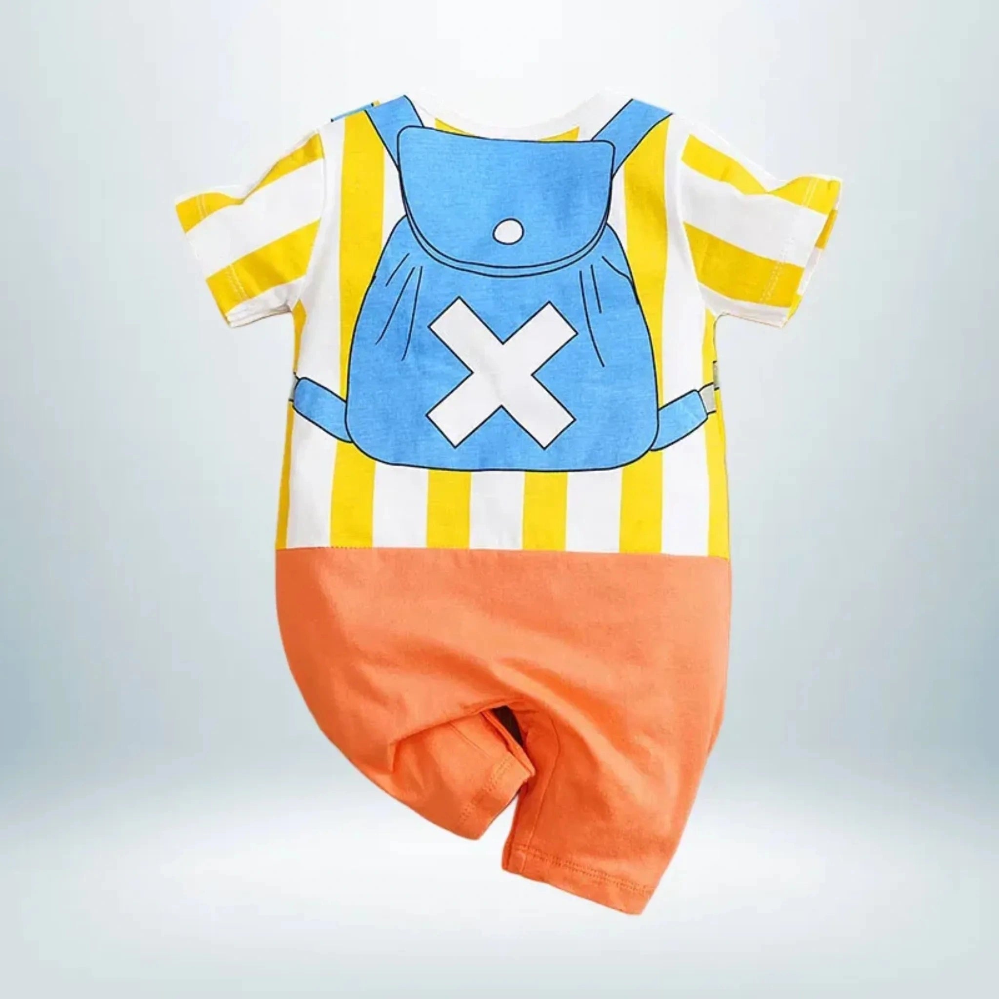 Dos du body Chopper pour bébé avec imprimé sac à dos bleu à croix blanche