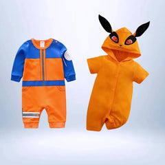 Pack de deux tenues bébé inspirées de Naruto : combinaison Uzumaki et pyjama Kurama
