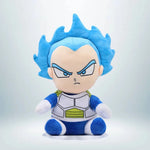 Peluche Vegeta Super Saiyan Blue bébé, cheveux bleus et armure, style manga Dragon Ball Z